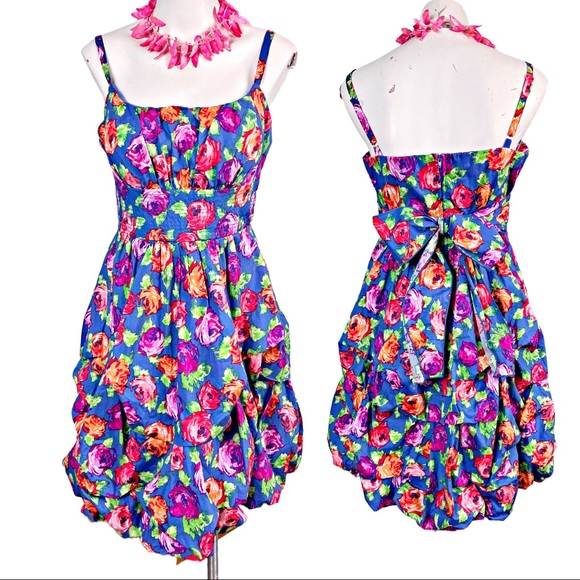 Dress Barn Dresses & Skirts - DRESS BARN Sun Dress Mini BUBBLE skirt Spaghetti strap purple orange pink 12